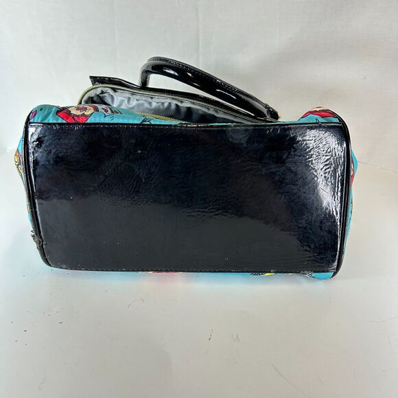 Betsey Johnson Turquoise Blue Multicolored Tea Time Print Insulated Satchel Bag - Picture 10 of 15